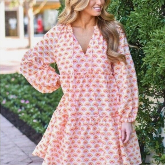 NWOT J. Marie Rainbows Balloon Sleeve Tiered Mini Dress Size XS - Picture 2 of 12